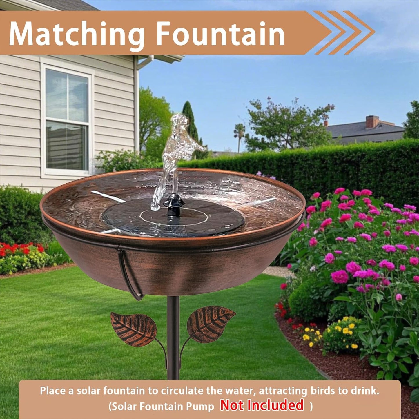 Metal Bird Bath by [Brand Name] - 13" Removable Bowl with Stable Stake | Easy to Clean Garden Decor