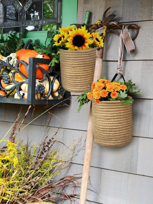 Goodpick Jute Hanging Basket Set - Small Woven Fern Wall Decor for Plants | 7.87 x 7 x 11.7 Inches