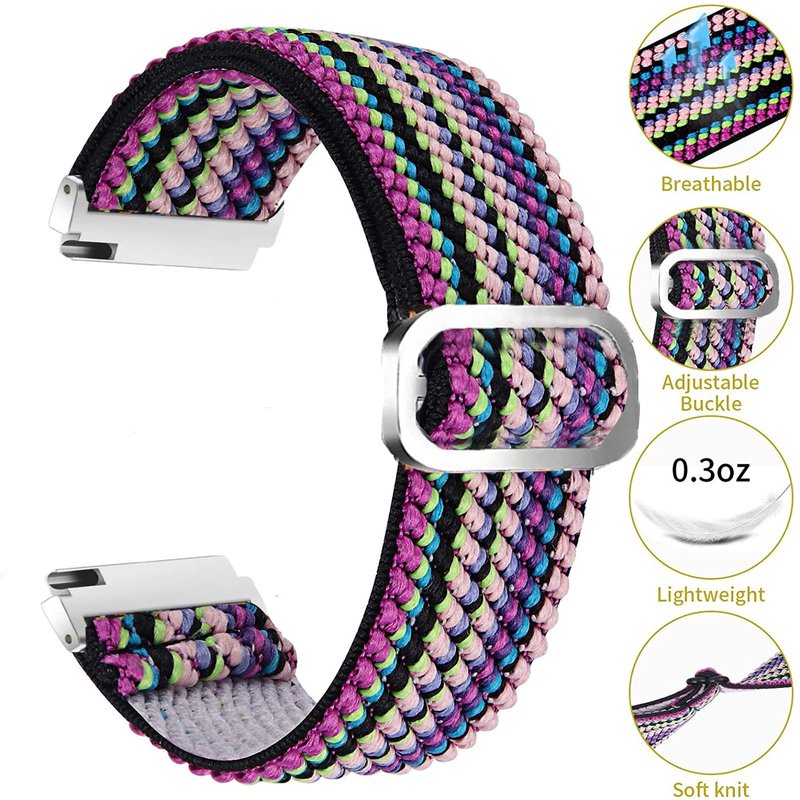 Lamshaw Compatible with iTouch Sport 4 / Sport 3 / AIR 3 40MM Smartwatch Bands, 20mm Stretch Elastics Nylon Adjustable Replacement Strap for Men & Women (Aztec Style Rainbow)
