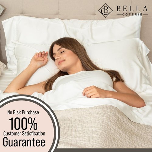 Bella Coterie Twin XL Luxury Bamboo Viscose Sheet Set - 100% Organic, Ultra Soft & Cooling | 18" Deep Pocket, White