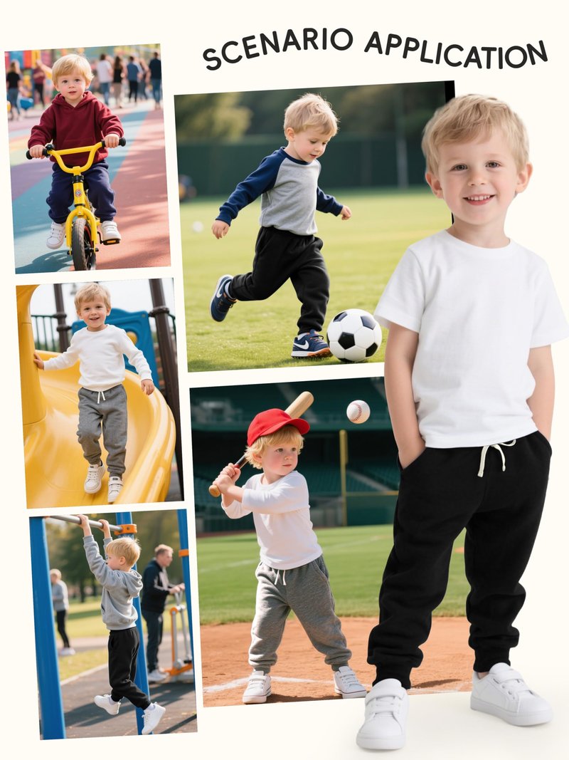 4 Pack Toddler Boys Sweatpants Cotton Toddler Boys Girls Sweatpants Pants with Pocket Drawstring Set A 4T