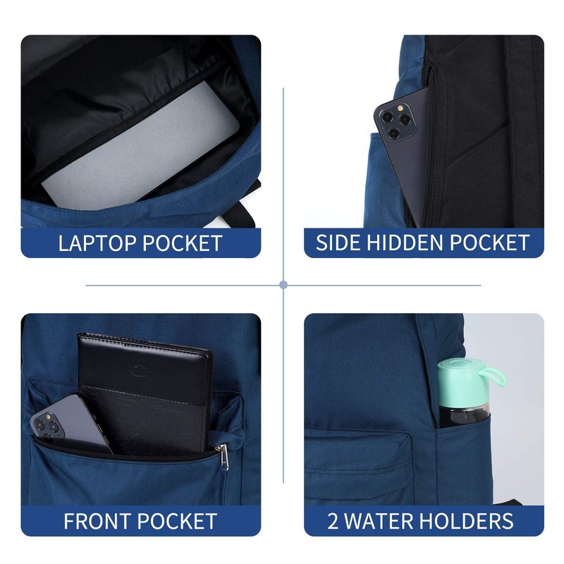 Vorspack Backpack Lightweight Backpack for College Travel Work for Men and Women - Navy