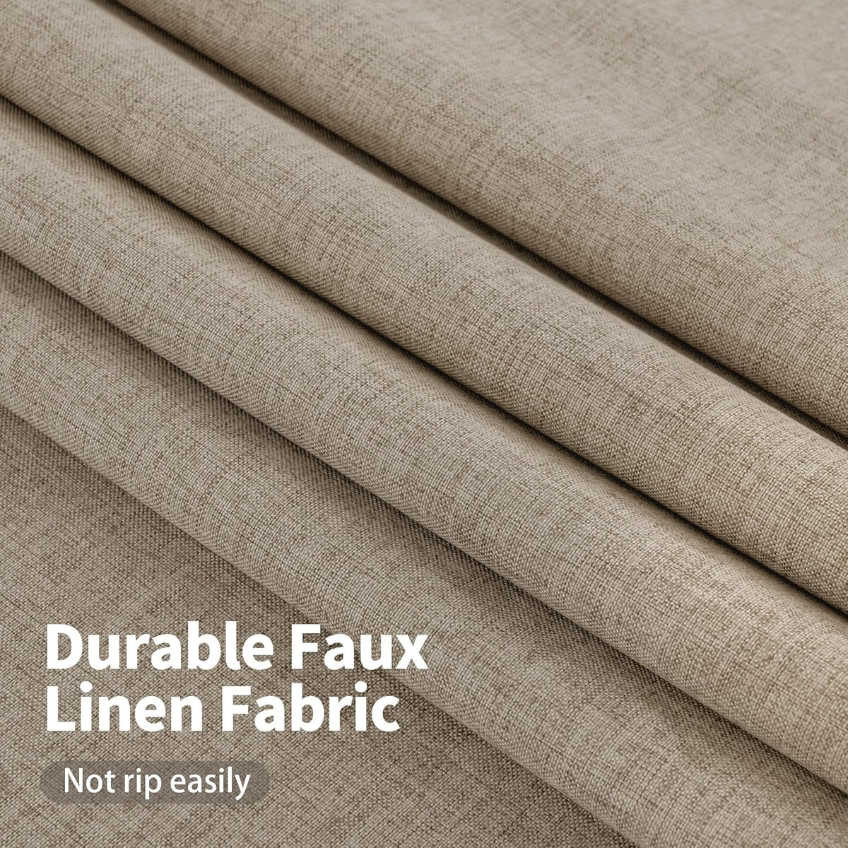 YoungsTex Blackout Curtains - Thermal Insulated Taupe Burlap Drapes | 2 Panels, 42 X 63 Inch
