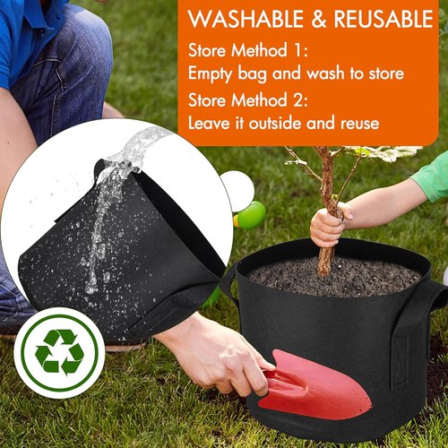Gardzen 1 Gallon Grow Bags - 6-Pack Heavy Duty Aeration Pots with Handles for Container Gardening