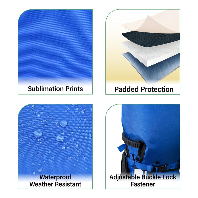 SANDIAN, Blue Color, Golf Bag Rain Hood Cover, Waterproof 1260D Oxford Polyester, 12x20 Inches, Padded Protection, PU Coated, Two Sided Zipper, Adjustable Buckle Lock Fasteners, Snap Button Locking