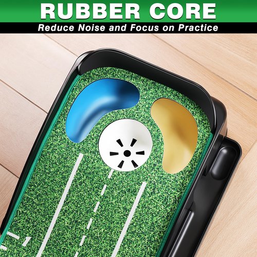 CHAMPKEY Professional Hazard Golf Putting Green Come with Golf Putting Gates and Putting Mirror - Progressive Slope Tech and Noise Reduction Tech Golf Putting Mat(LITE Version)