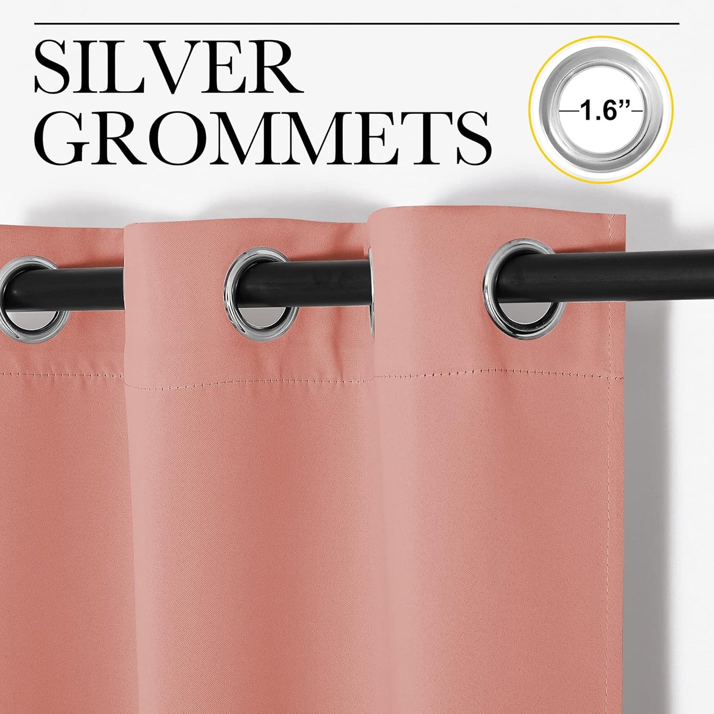 NICETOWN Grommet Blackout Curtains - Light Blocking Draperies for Bedroom & Nursery | Coral, 2 Panels, 42x63 Inches