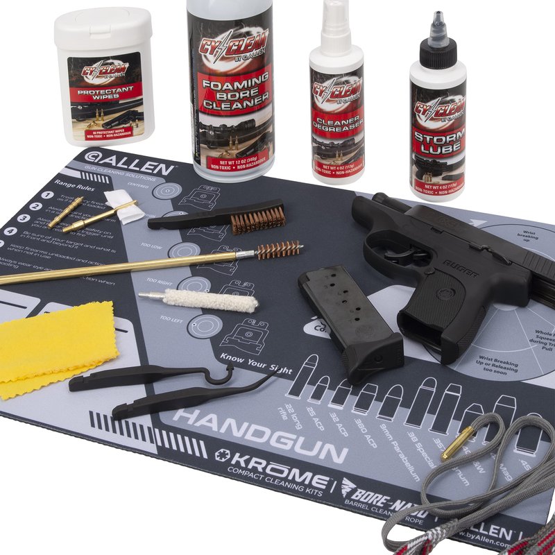Allen Company Krome Handgun Shooting Range & Cleaning Mat, 16.5" L x 11" W, Black/Gray