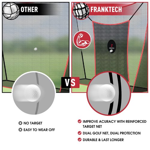 FRANKTECH Golf Practice Net - Heavy Duty Driving Range Net with High Impact Chipping Target, Include Carry Bag and Golf Balls for Indoor Outdoor