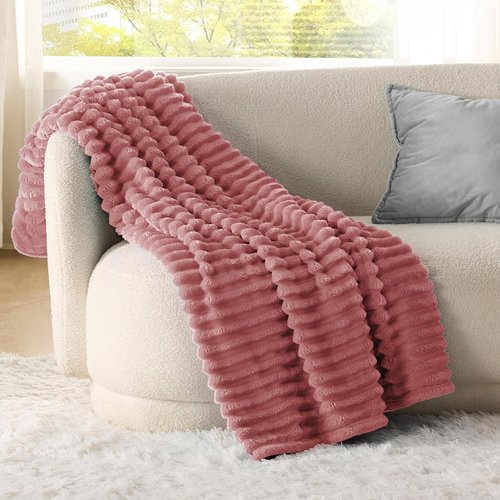 Bedsure GentleSoft Twin Blanket - Cozy Dusty Pink Fleece Throw for Couch, 60x80 Inches