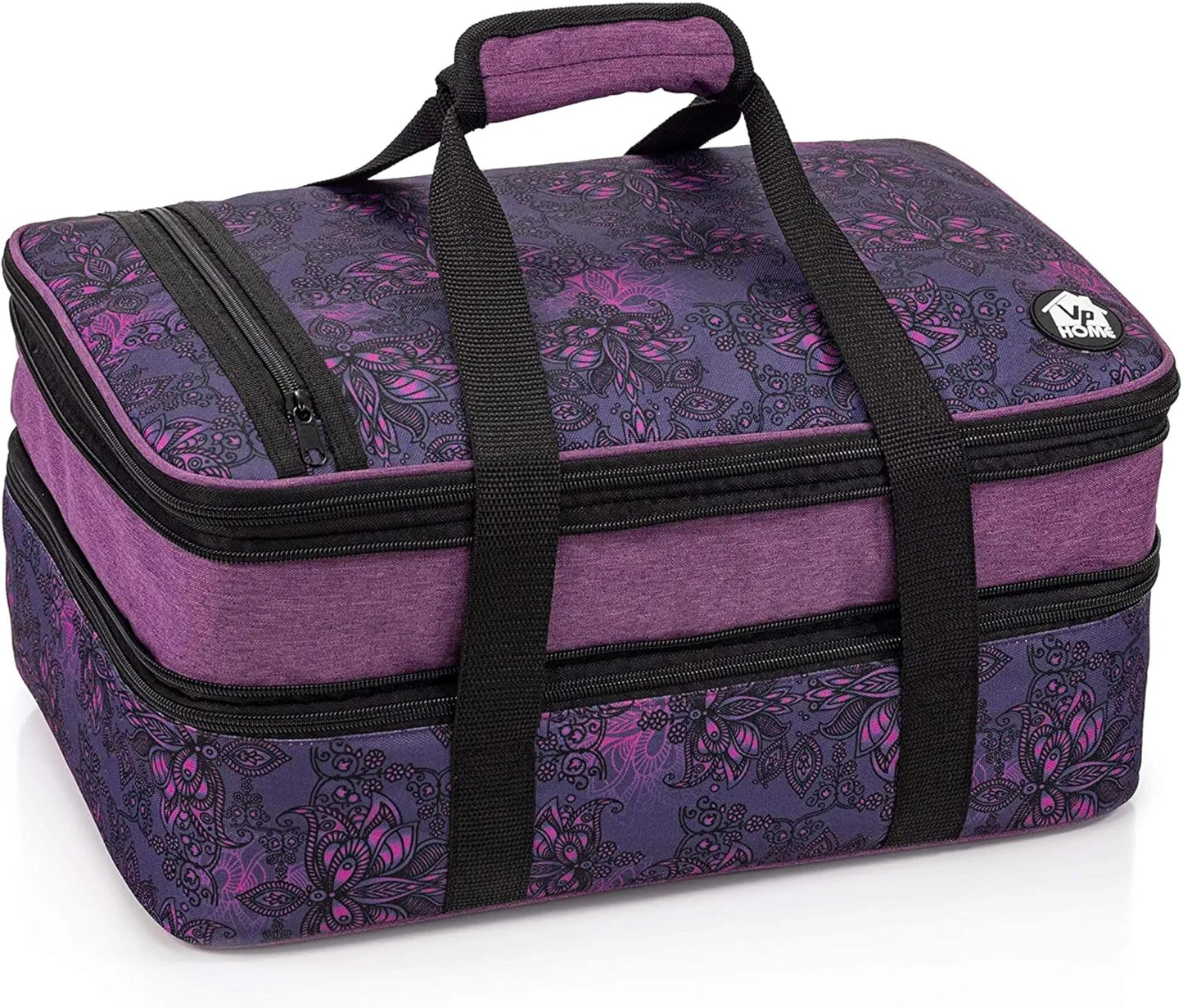 VP Home Double Casserole Insulated Travel Food Containers - Stylish Henna Tattoo Design for Picnics & Parties
