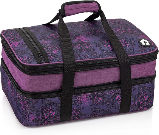 VP Home Double Casserole Insulated Travel Food Containers - Stylish Henna Tattoo Design for Picnics & Parties