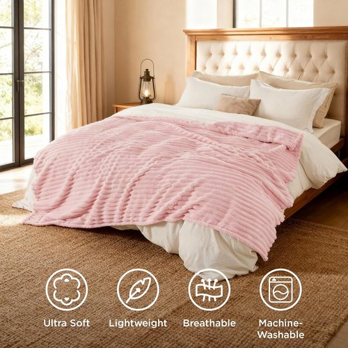 Bedsure GentleSoft Coral Pink Fleece King Blanket - Super Soft Cozy Comfort, 108x90 Inches