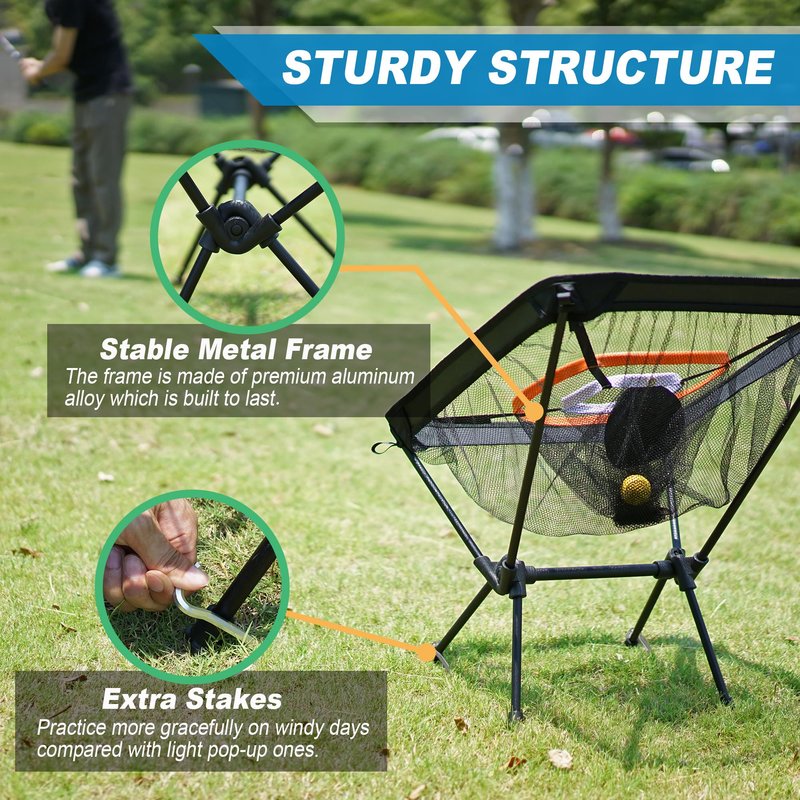 SENSECLUB Foldable Chipping Net, Indoor Chipping Net with Mat, Practice Golf Net Chipping Target, Outdoor Backyard Golf Game Gifts for Golfer
