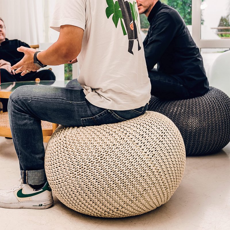 ART pinecone Woven Cotton Rope Yoga Ball Cover – 65 cm / 26" Fit Exercise Ball Chair Cover, Non-Slip & Washable, Decorative Balance Ball Cover for Home, Office & Fitness (Warm Ivory)