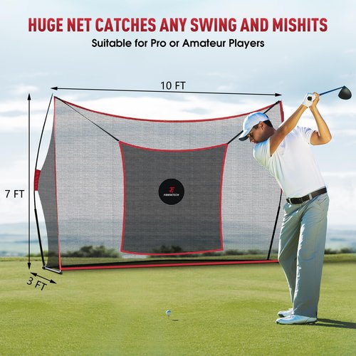 FRANKTECH Golf Practice Net - Heavy Duty Driving Range Net with High Impact Chipping Target, Include Carry Bag and Golf Balls for Indoor Outdoor