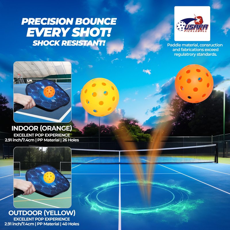 USAPA Approved SmashAce Pickleball Paddles Set Fiberglass Pickle Ball Set Includs Paddles, Balls, Cooling Towels & Portable Carry Bag Perfect Pickleball for Men & Women (Pack of 4 Blue)