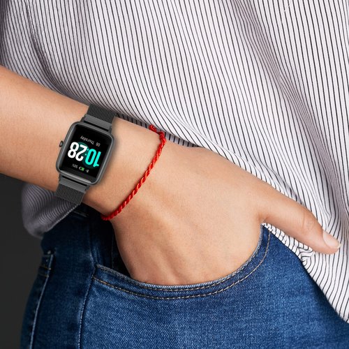 FitTurn Slim Mesh Stainless Steel Quick Release Compatible with Cubitt Aura Pro Smartwatch/Fitness Tracker, Replacement Wristband Sports Straps Bracelet Adjustable Watch Band Women Men Strap with