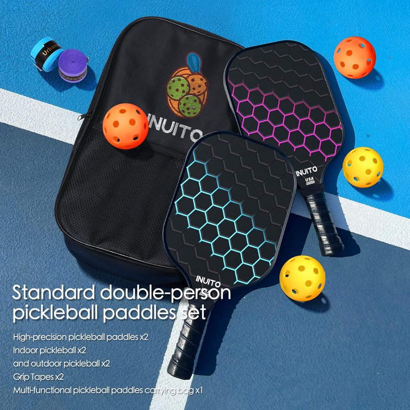 Pickleball Paddles 2026 Pickleball Paddles Set of 2 16mm Thick Paddle with Pickleball Bag Large Sweet Spot Pickle Ball Paddle Set for Men Women Pickleball Racket Set of 2