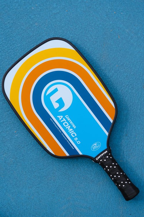 Gamma Sports 5.0 Pickleball Paddle, Graphite Pickleball Paddle with Polypropylene Core and Honeycomb Grip, Blue and Orange, 4 (1/4)