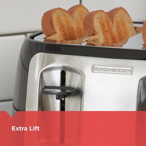 BLACK+DECKER 4-Slice Toaster - Extra Wide Slots, 7 Shade Settings, 1400 Watts, Bagel & Frozen Functions