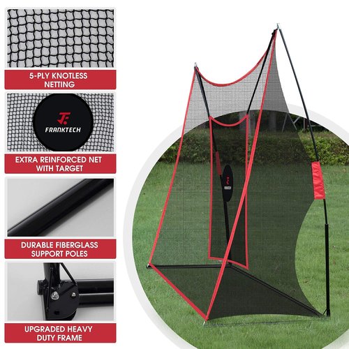 FRANKTECH Golf Practice Net - Heavy Duty Driving Range Net with High Impact Chipping Target, Include Carry Bag and Golf Balls for Indoor Outdoor