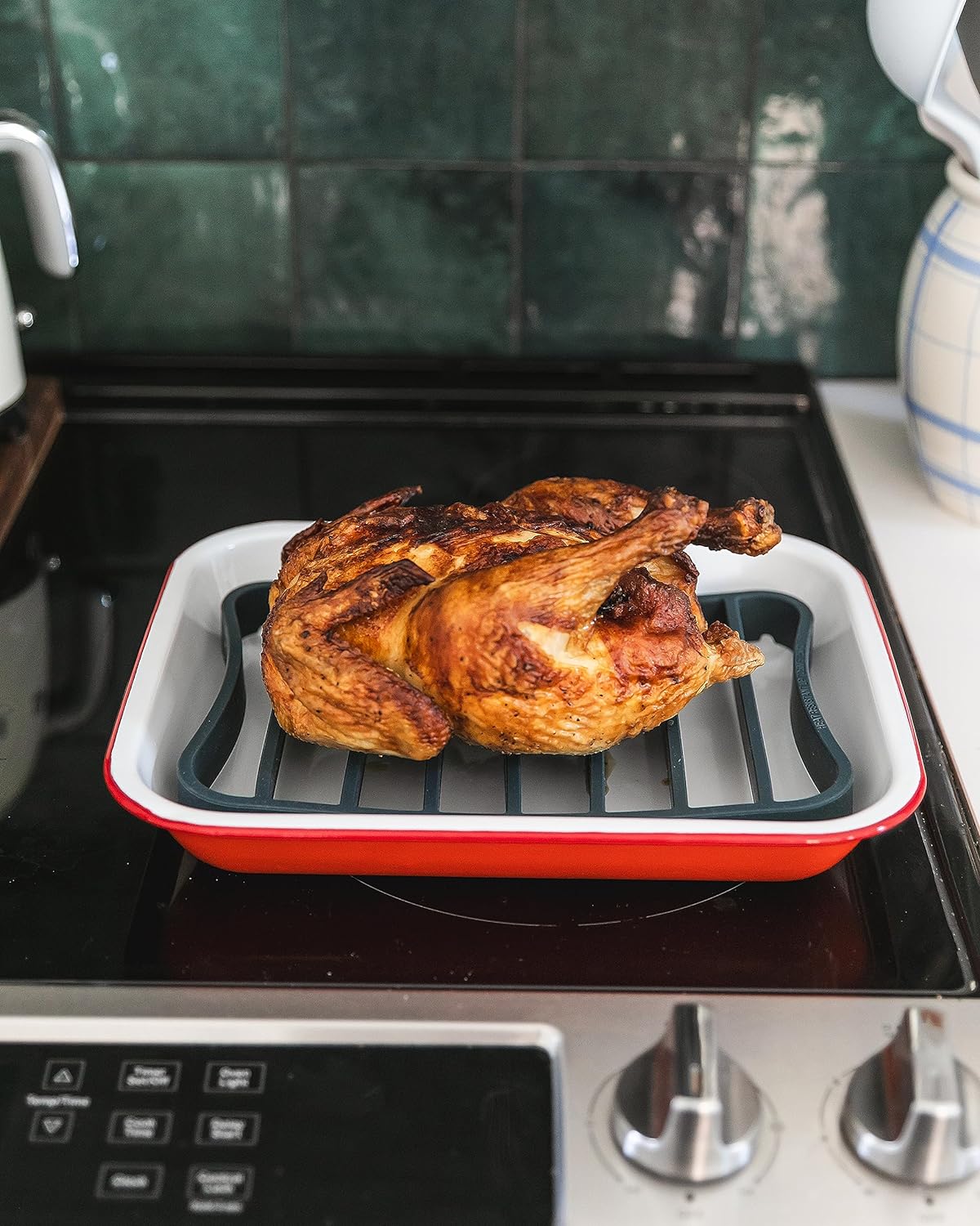 Silicone Kitchen Extra Large Roasting Rack Pan - Dishwasher Safe, BPA Free, Non-Toxic | Navy, 2 Pack