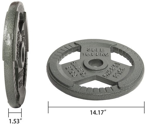 Fitvids Cast Iron Plate Weight Plate for Strength Training and Weightlifting, 2-Inch Center, 35LB (Set of 2)