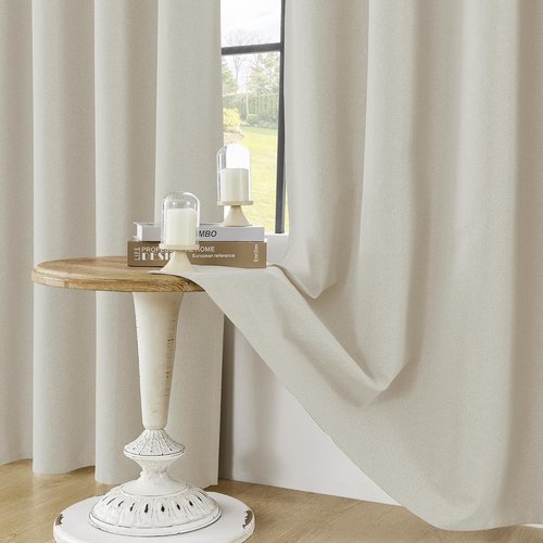 ChrisDowa Blackout Curtains - 100% Solid Birch | Thermal Insulated & Soundproof | 45" Long, 2 Panels