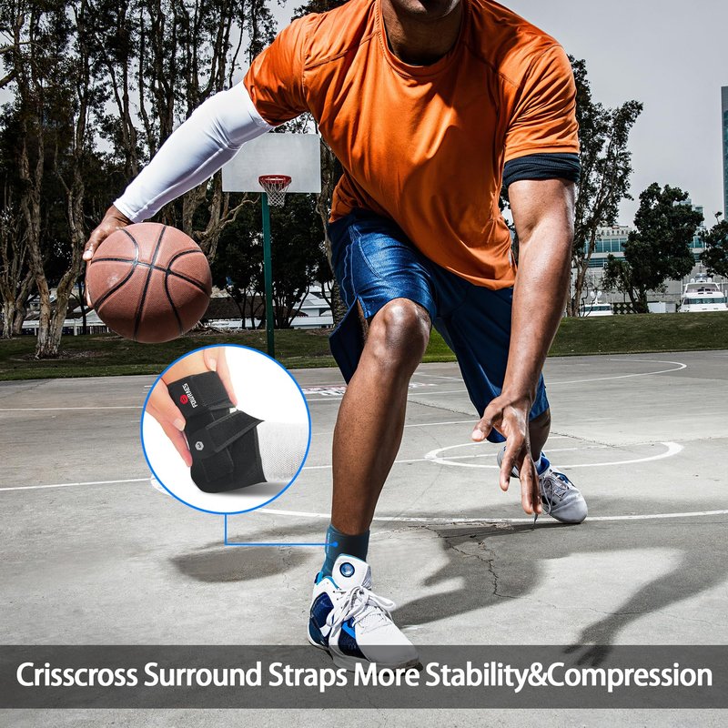 2 Pack Ankle Brace With Side Stabilizers,Ankle Sprain Brace for Men & Women Injury Recovery,Joint Pain Relief,Ankle Support for Running Volleyball Basketball (Medium)