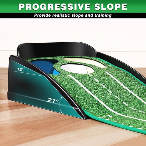 CHAMPKEY Professional Hazard Golf Putting Green Come with Golf Putting Gates and Putting Mirror - Progressive Slope Tech and Noise Reduction Tech Golf Putting Mat(LITE Version)