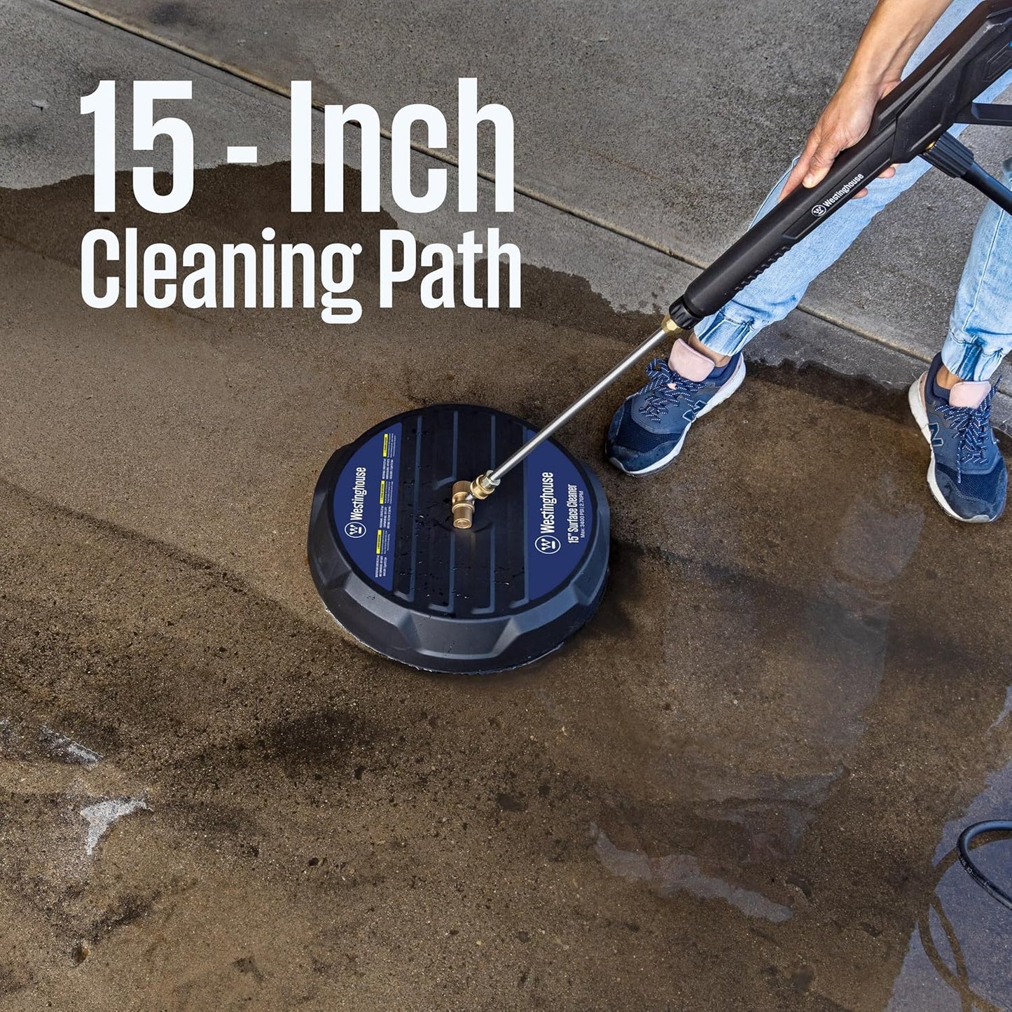Westinghouse 15” Pressure Washer Surface Cleaner - 3400 Max PSI, 1/4” Connector | Ideal for Gas & Electric Washers
